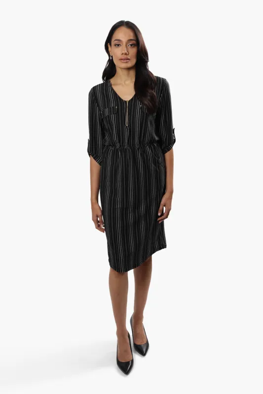 International INC Company Striped Flap Pocket Day Dress - Black sold by Fairweather