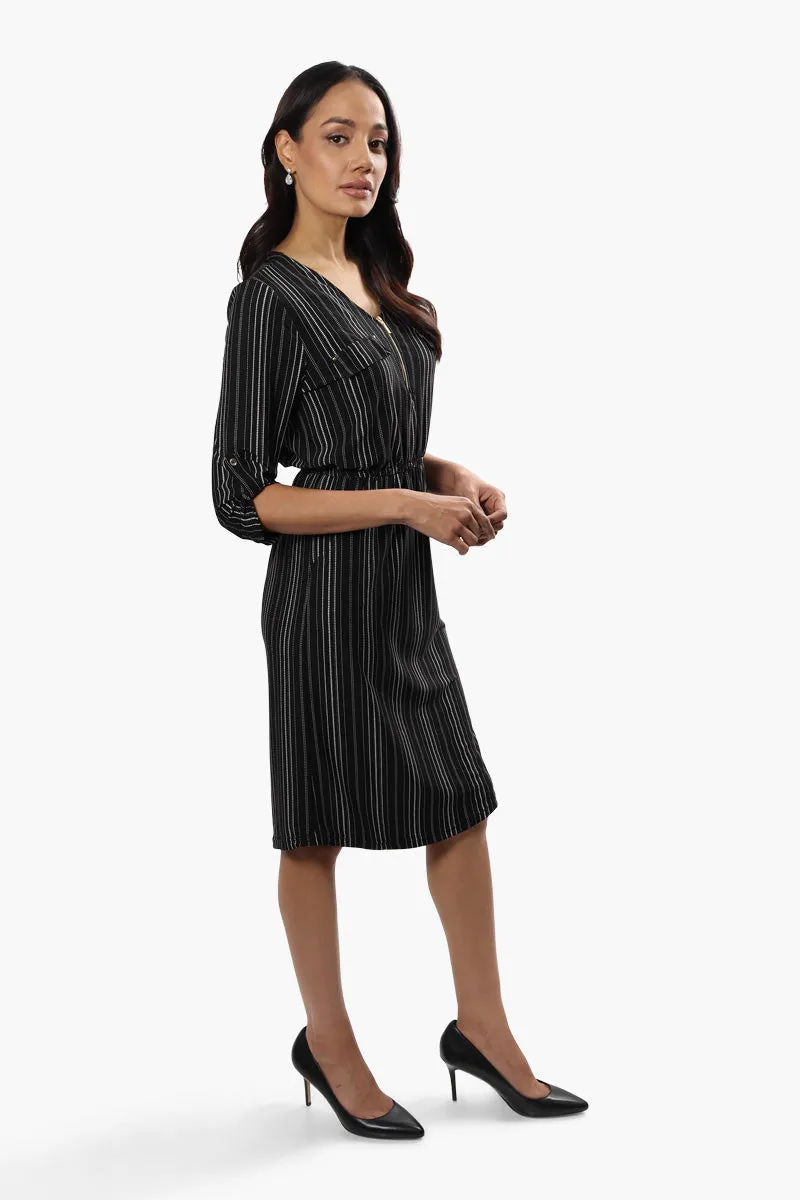 International INC Company Striped Flap Pocket Day Dress - Black sold by Fairweather product image thumbnail 2