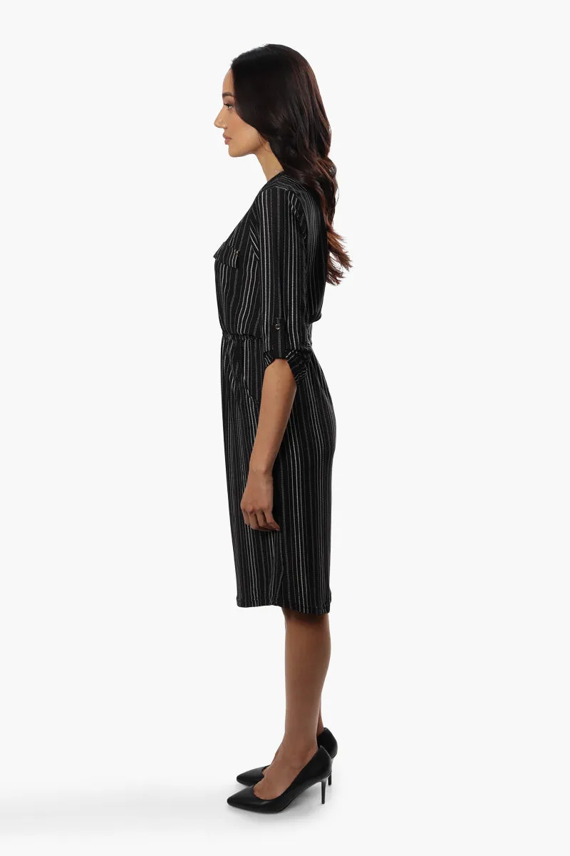 International INC Company Striped Flap Pocket Day Dress - Black sold by Fairweather product image thumbnail 3