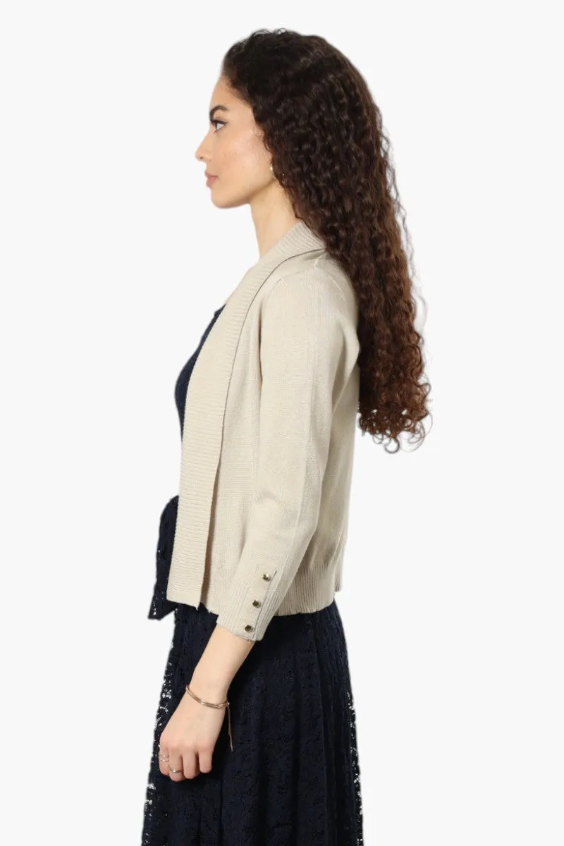 Impress 3/4 Sleeve Button Shrug Cardigan - Beige sold by Fairweather product image thumbnail 3