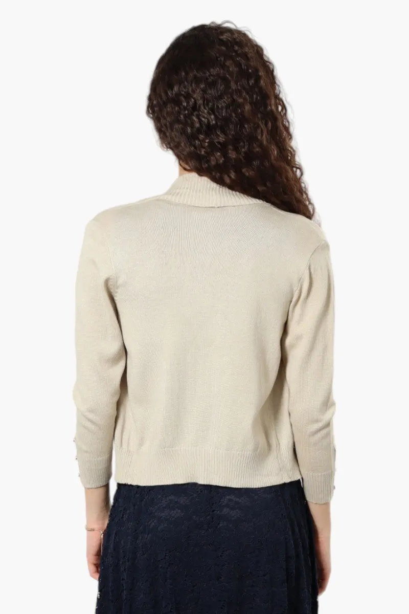 Impress 3/4 Sleeve Button Shrug Cardigan - Beige sold by Fairweather product image thumbnail 4