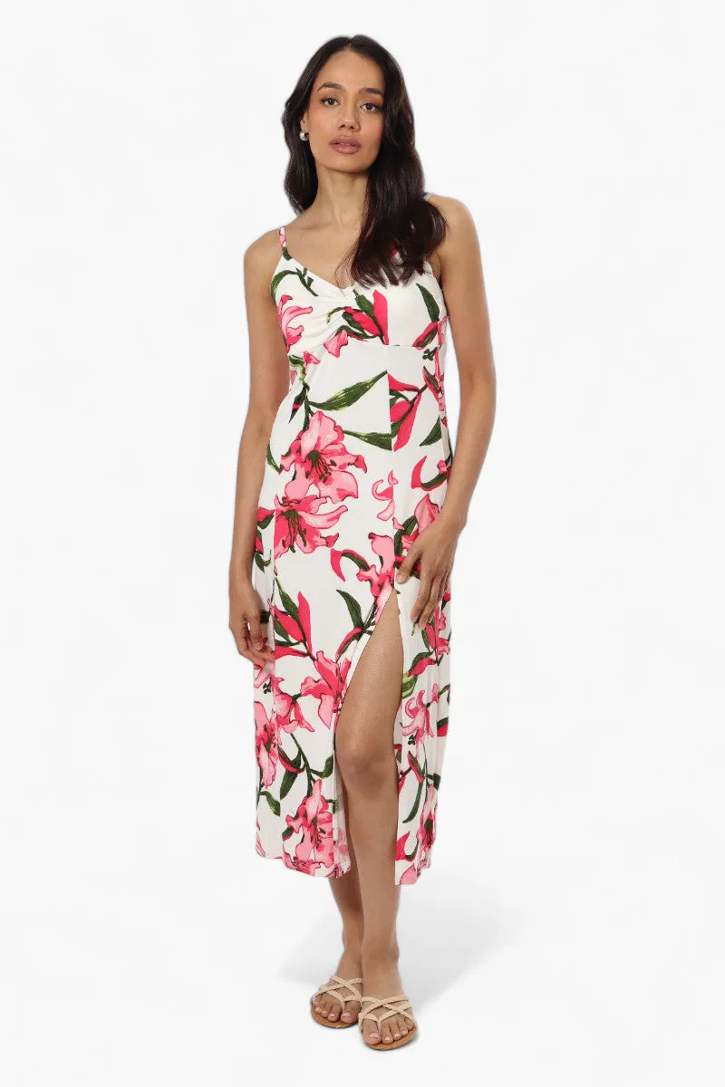 Impress Floral Front Slit Maxi Dress - White sold by Fairweather