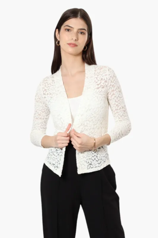 Limite 3/4 Sleeve Lace Wrap Cardigan - White sold by Fairweather