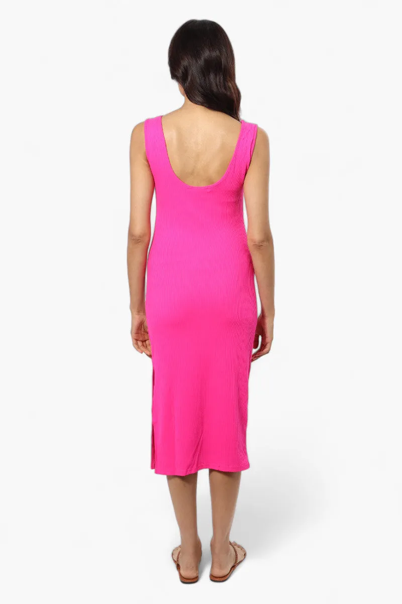 Impress Ribbed Side Slit Maxi Dress - Pink sold by Fairweather product image thumbnail 4