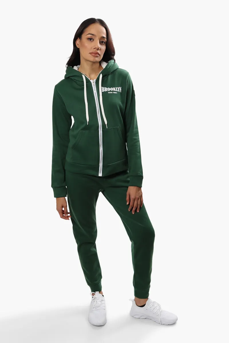 Fahrenheit Brooklyn Print Sherpa Hoodie - Green sold by Fairweather product image thumbnail 2