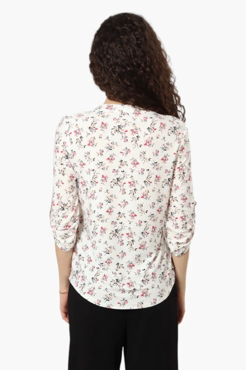 Beechers Brook Floral Roll Up Sleeve Henley Shirt - White sold by Fairweather product image thumbnail 4