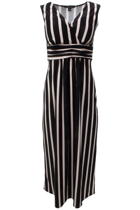 Striped Sleeveless Padded Maxi Dress - Black sold by Fairweather