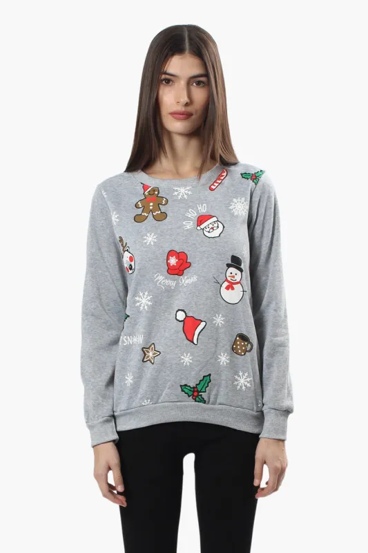 Ugly Christmas Sweater Festive Print Christmas Sweater - Grey sold by Fairweather