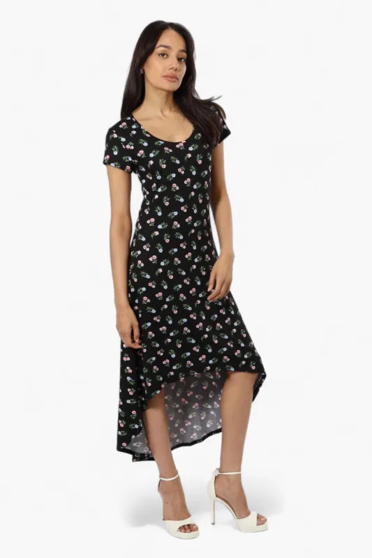 Majora Floral High Low Maxi Dress - Black sold by Fairweather