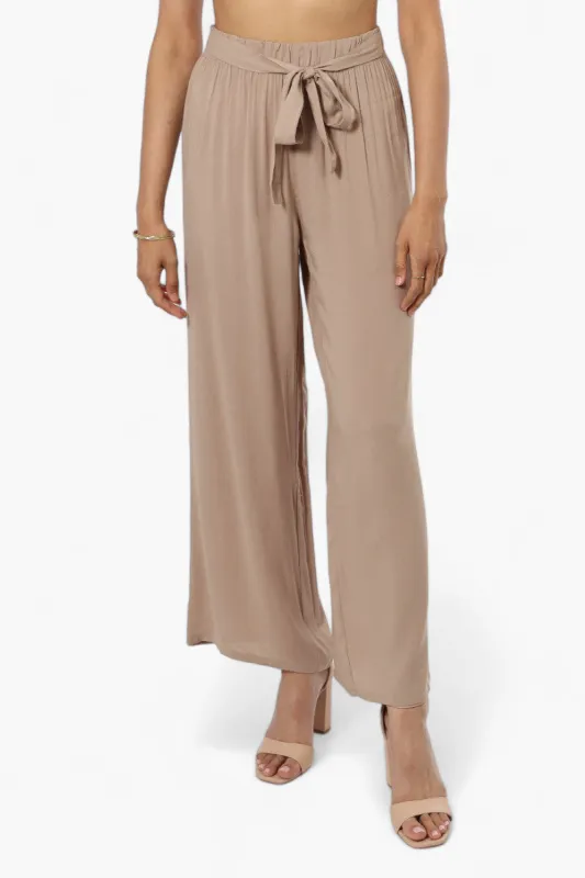 INC International Company Solid Belted Palazzo Pants - Beige sold by Fairweather