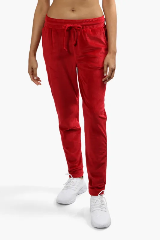 Mikk Velour Tie Waist Joggers - Red sold by Fairweather