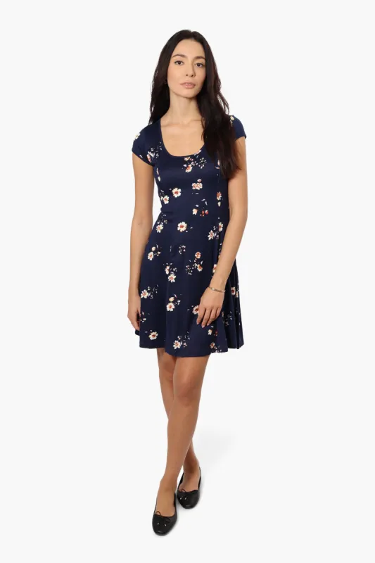 International INC Company Floral Cap Sleeve Day Dress - Navy made by Fairweather