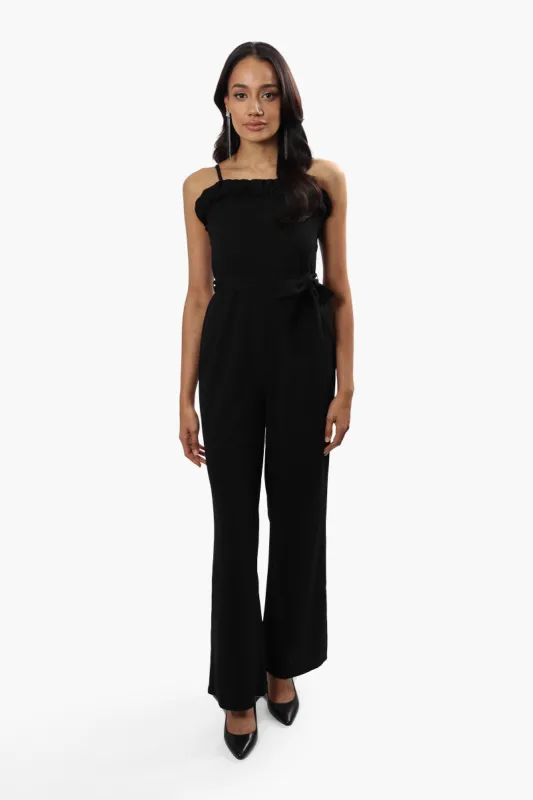 Limite Belted Ruffle Detail Jumpsuit - Black sold by Fairweather