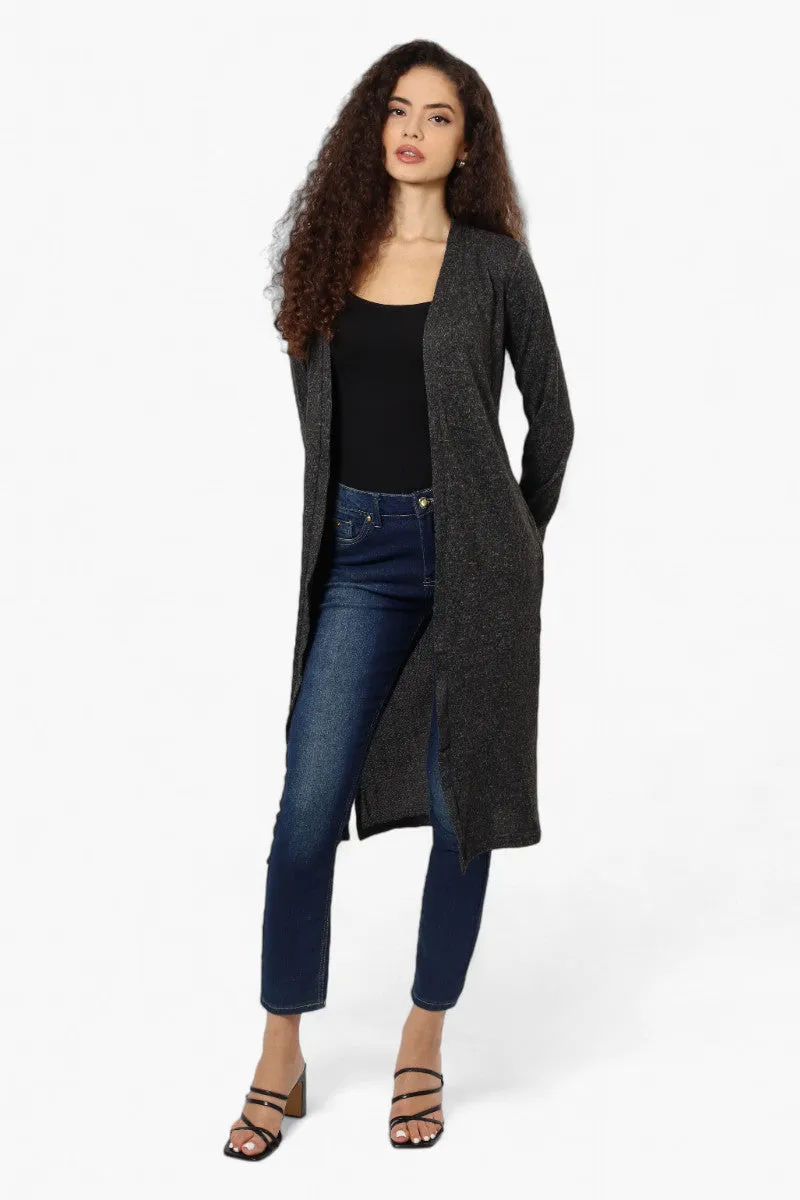 Runaway Bay Long Sleeve Side Slit Duster Cardigan - Black sold by Fairweather