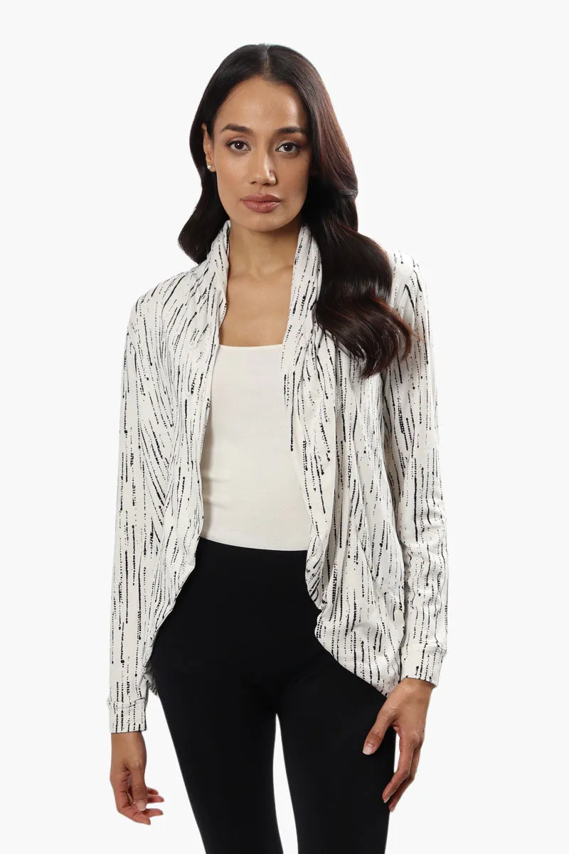 Majora Patterned Open Front Cardigan - White sold by Fairweather