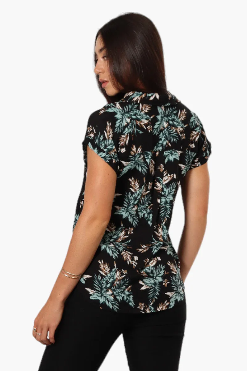 Majora Leaf Pattern Button Up Shirt - Black sold by Fairweather product image thumbnail 4