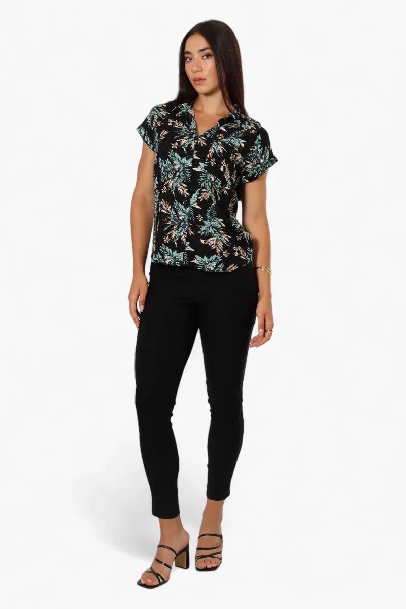 Majora Leaf Pattern Button Up Shirt - Black sold by Fairweather product image thumbnail 2