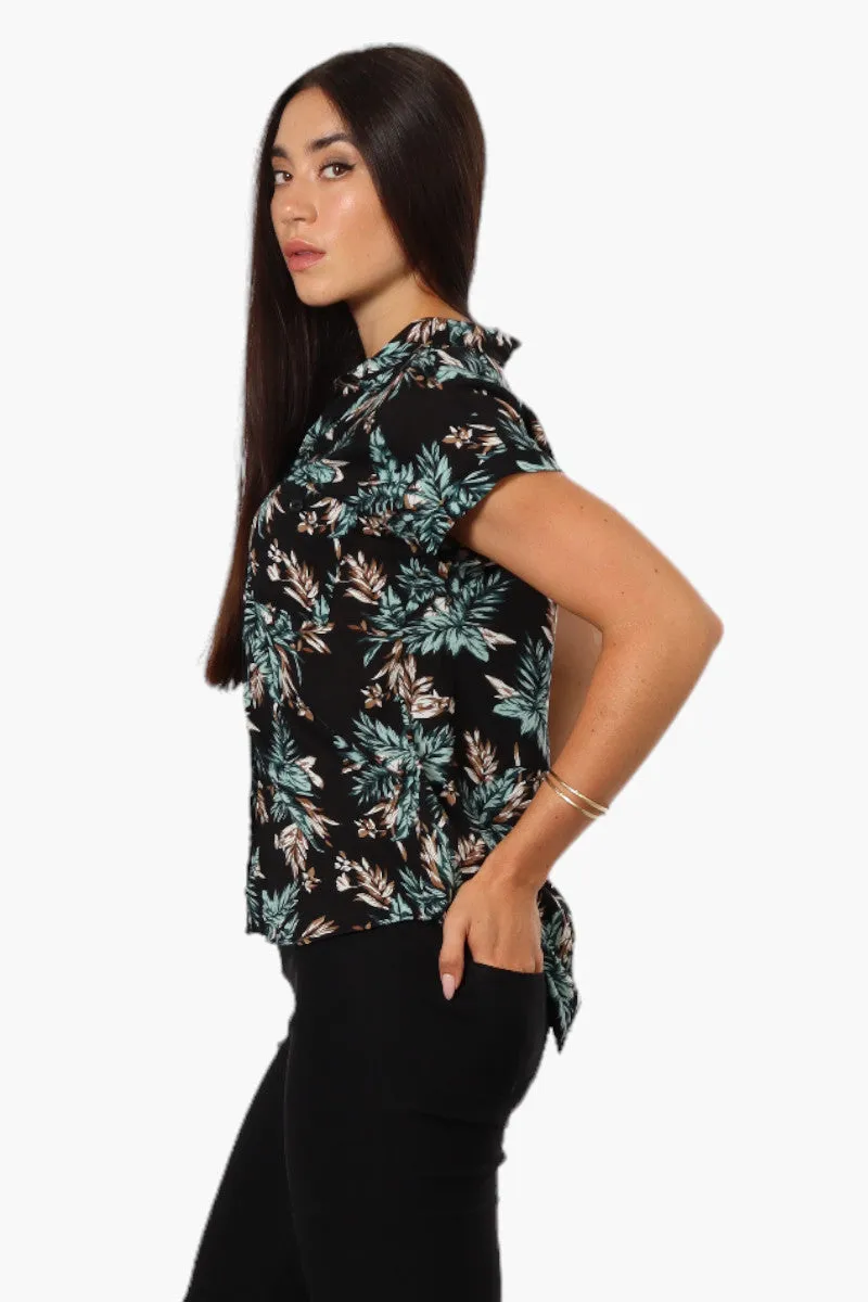 Majora Leaf Pattern Button Up Shirt - Black sold by Fairweather product image thumbnail 3