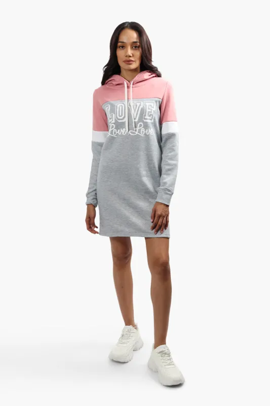 Fahrenheit Love Print Tunic Hoodie - Pink sold by Fairweather