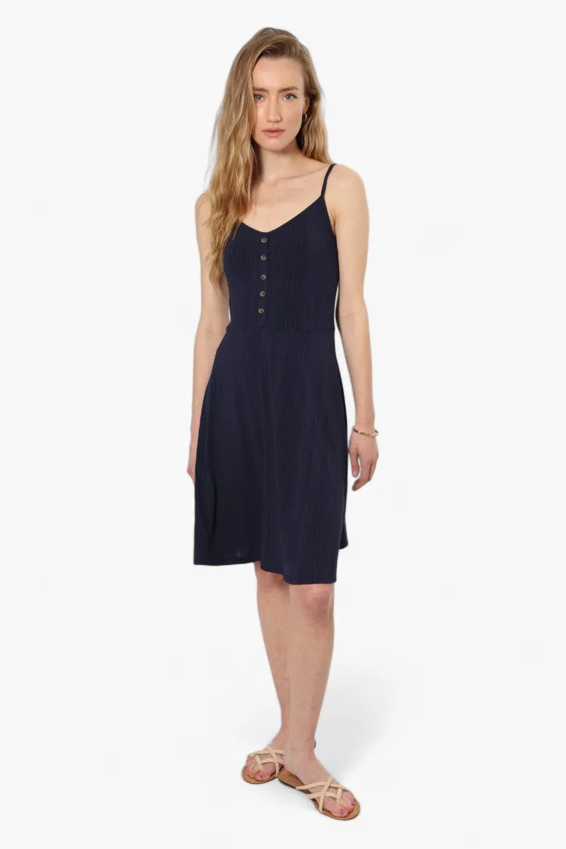 International INC Company Ribbed Front Button Day Dress - Navy sold by Fairweather product image thumbnail 2