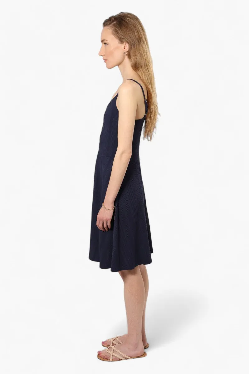 International INC Company Ribbed Front Button Day Dress - Navy sold by Fairweather product image thumbnail 3