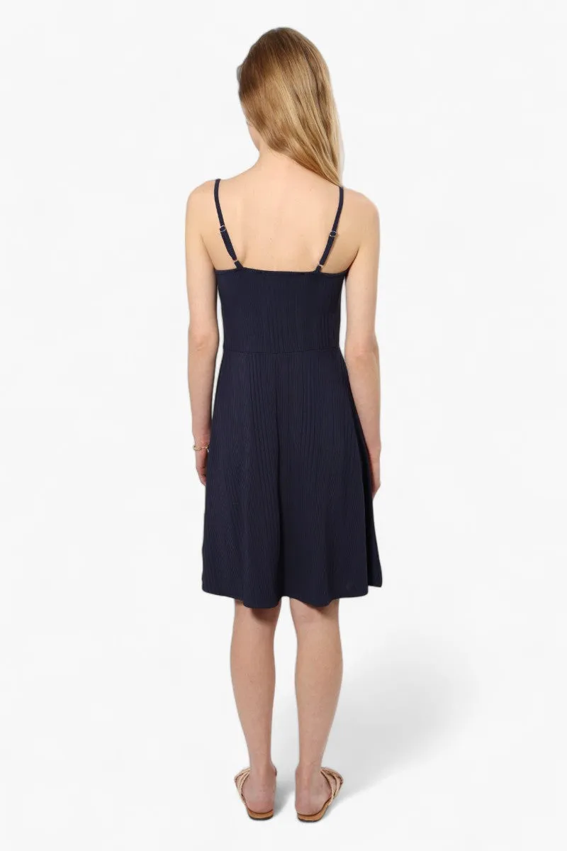International INC Company Ribbed Front Button Day Dress - Navy sold by Fairweather product image thumbnail 4