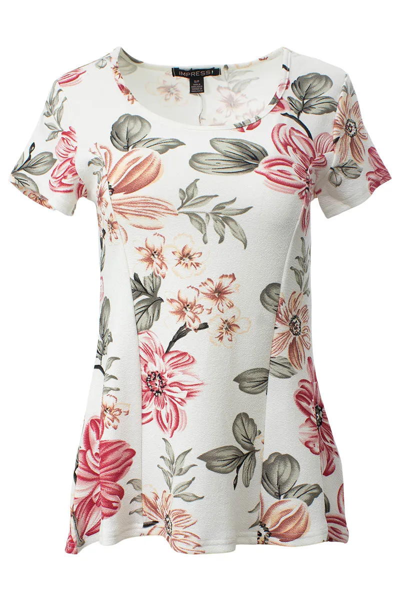 Short Sleeve Floral Tee - White sold by Fairweather