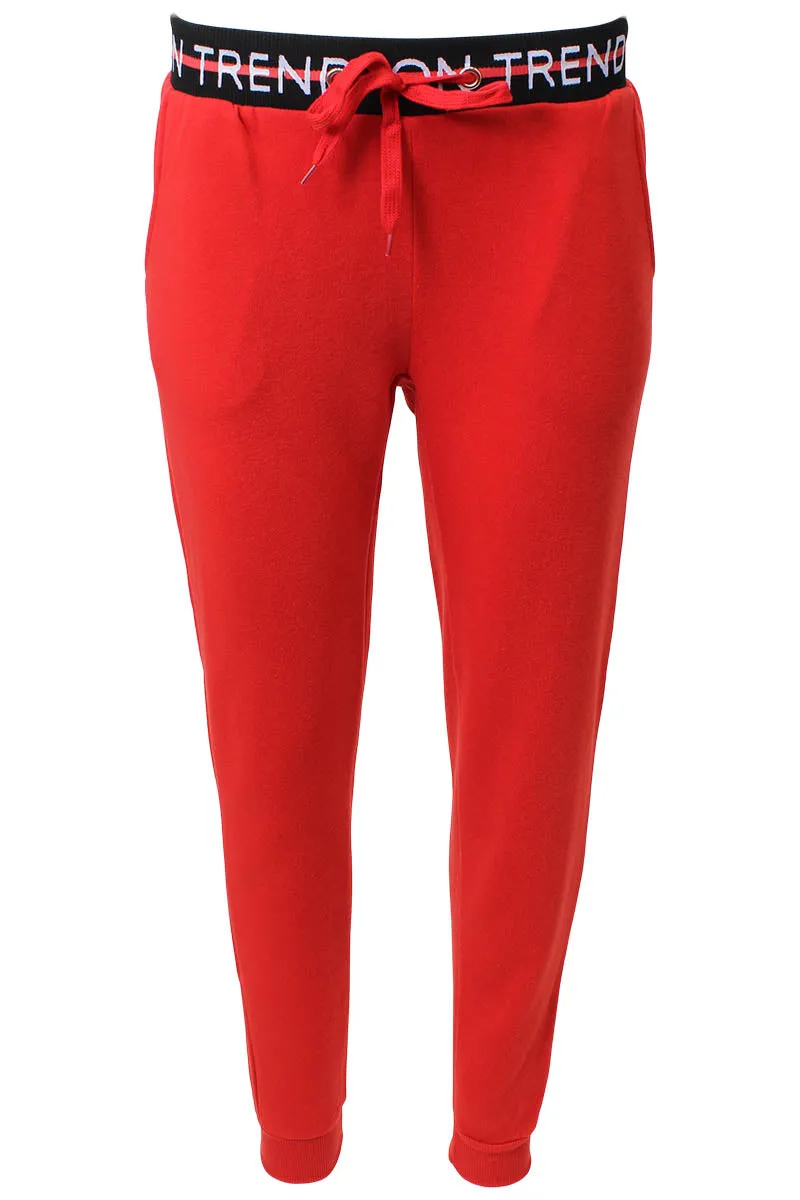New Look Printed Waistband Joggers - Red sold by Fairweather