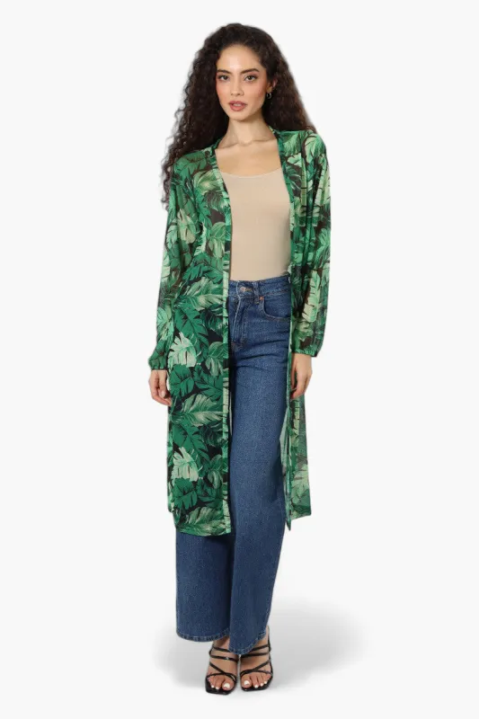 Limite Leaf Pattern Sheer Duster Cardigan - Green sold by Fairweather