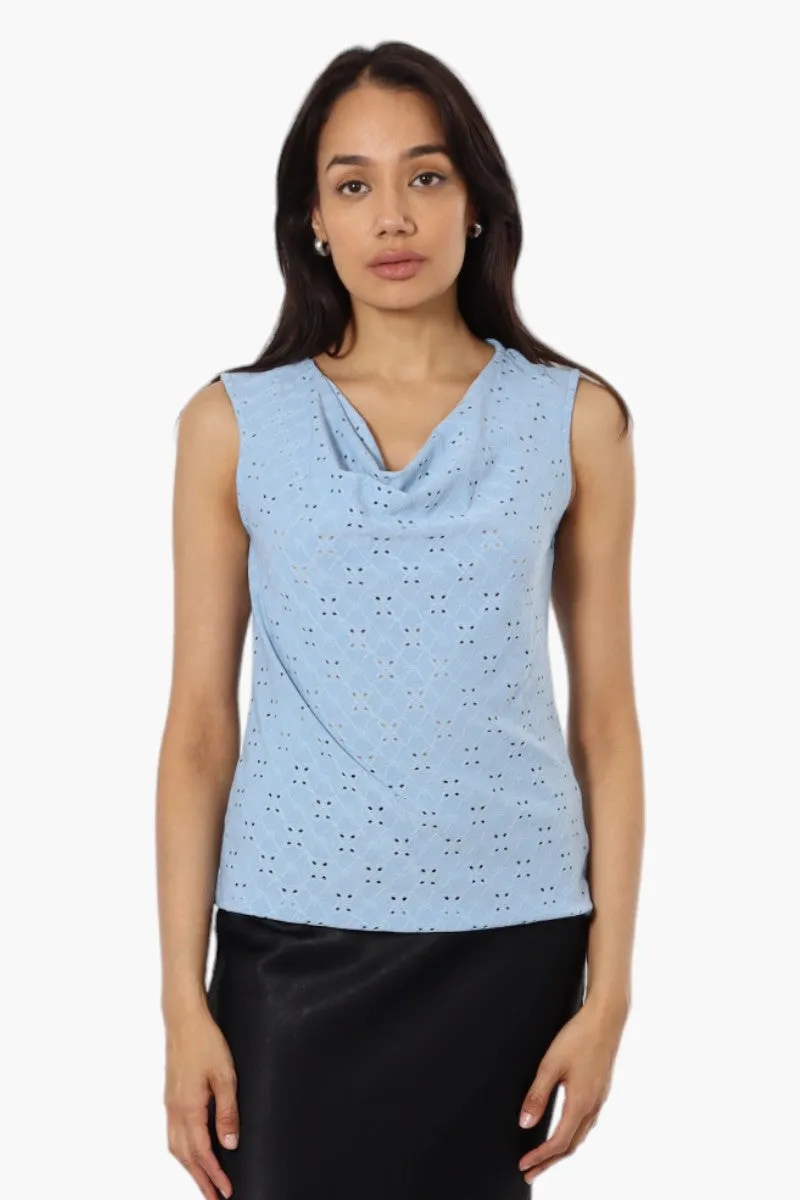 Urbanology Knit Eyelet Cowl Tank Top - Blue sold by Fairweather