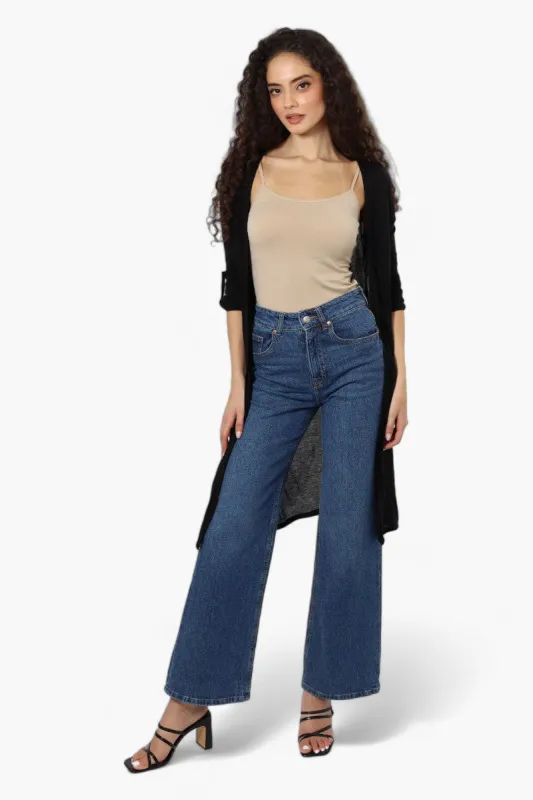 Magazine Roll Up Sleeve Open Duster Cardigan - Black sold by Fairweather