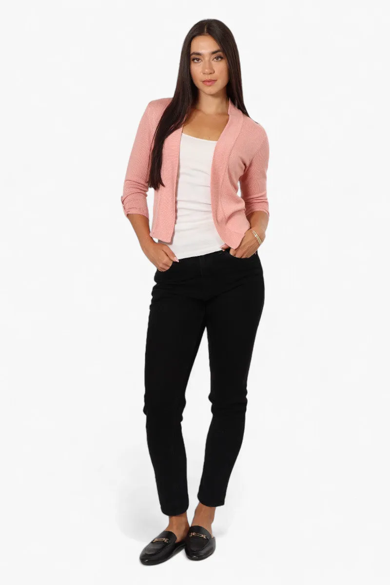 Impress Roll Up Sleeve Open Shrug Cardigan - Pink sold by Fairweather product image thumbnail 2