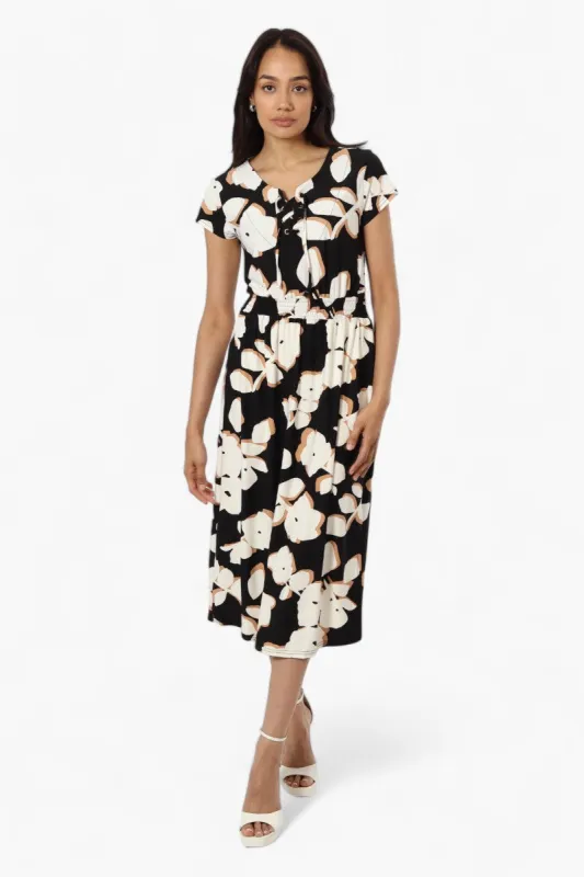 International INC Company Floral Lace Up Maxi Dress - Black sold by Fairweather
