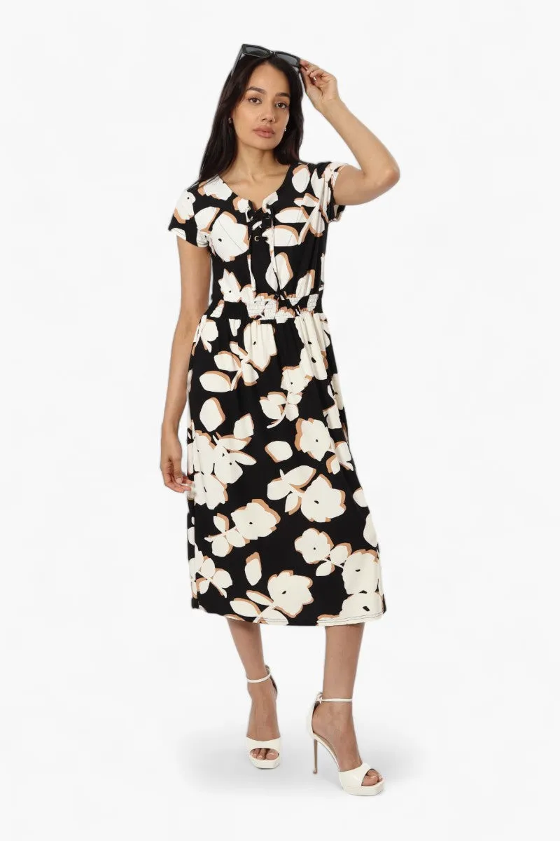 International INC Company Floral Lace Up Maxi Dress - Black sold by Fairweather product image thumbnail 2