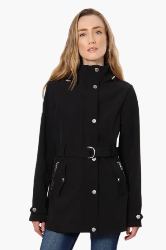 Canada Weather Gear Belted Front Button Lightweight Jacket - Black sold by Fairweather