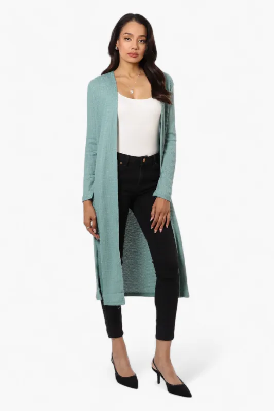 International INC Company Long Sleeve Side Slit Wrap Cardigan - Turquoise sold by Fairweather