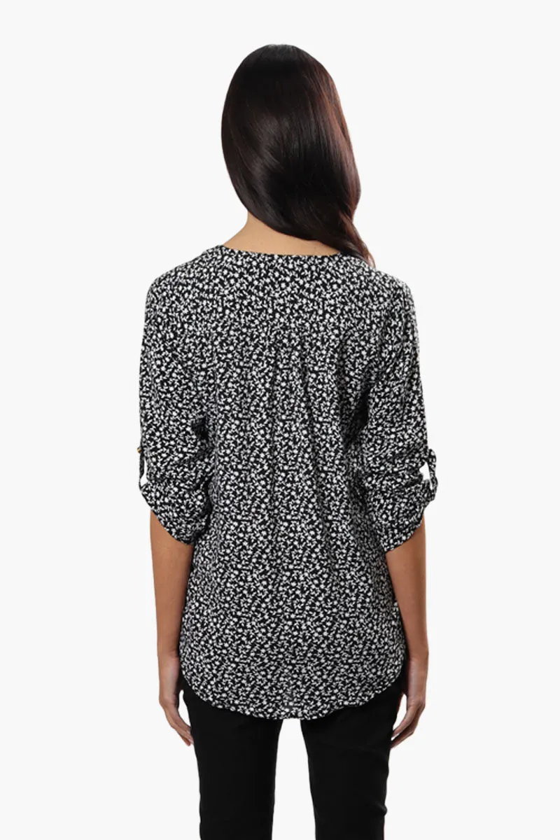 International INC Company Patterned Roll Up Sleeve Blouse - Black sold by Fairweather product image thumbnail 4