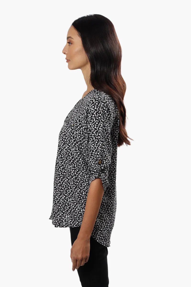 International INC Company Patterned Roll Up Sleeve Blouse - Black sold by Fairweather product image thumbnail 3