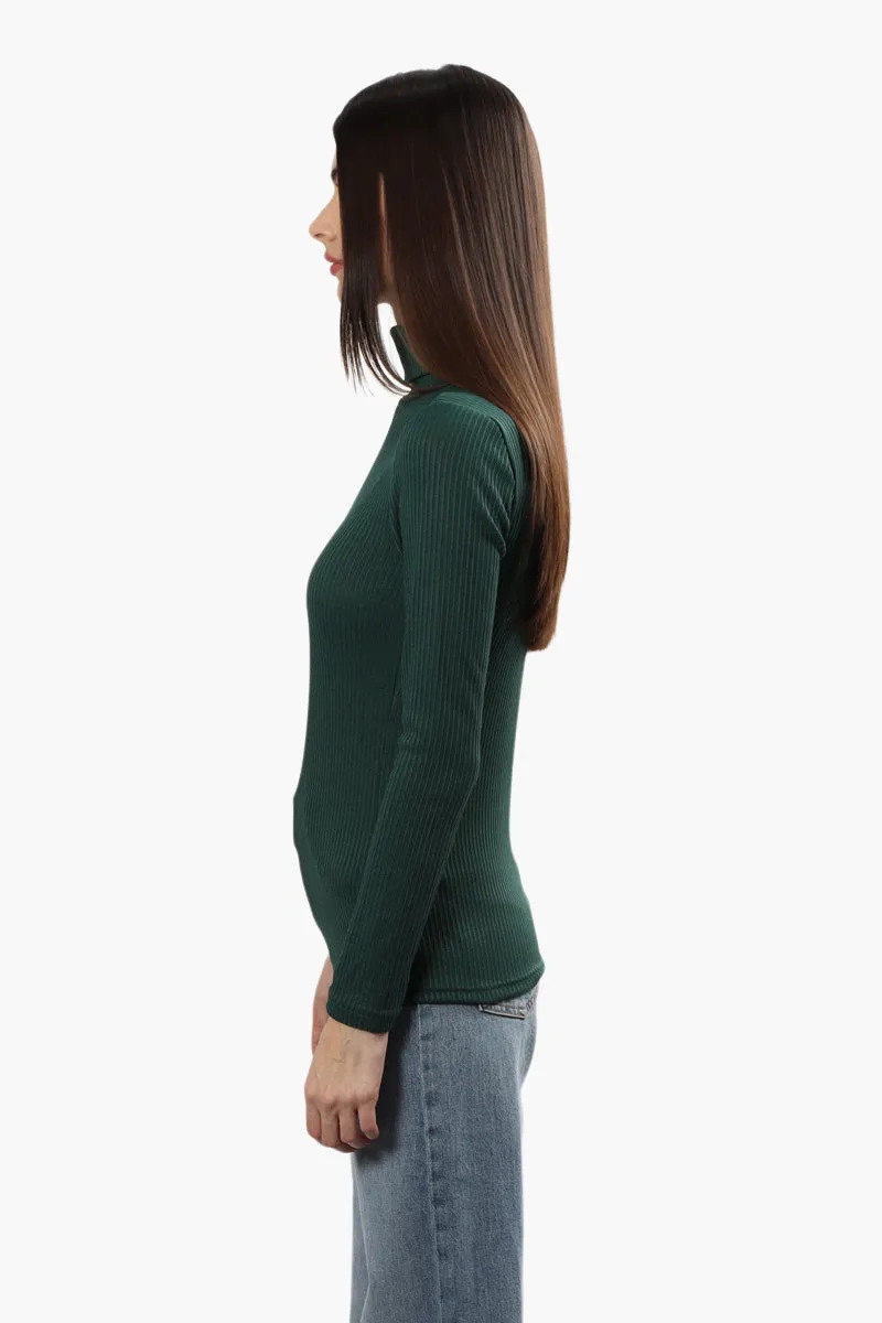 Magazine Ribbed Turtleneck Long Sleeve Top - Green sold by Fairweather product image thumbnail 3