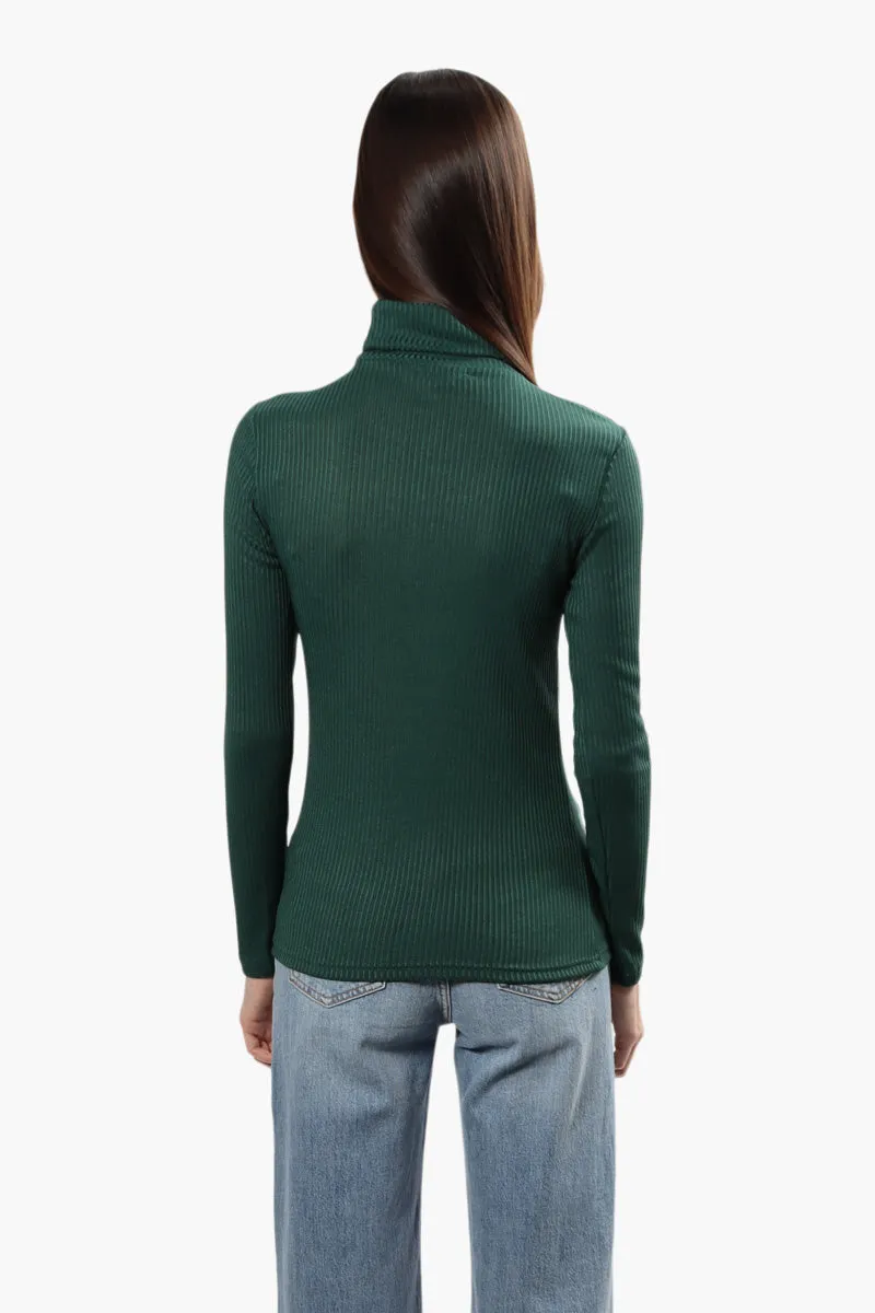 Magazine Ribbed Turtleneck Long Sleeve Top - Green sold by Fairweather product image thumbnail 4