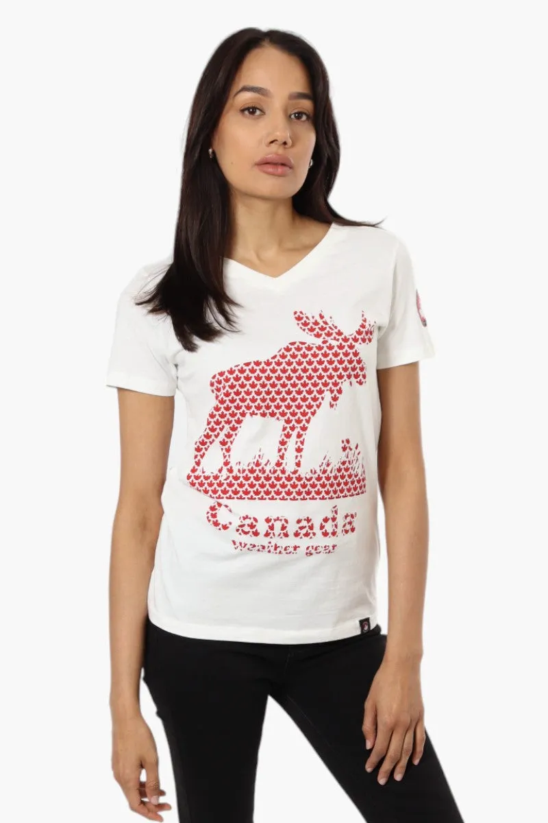 Canada Weather Gear Moose Print Tee - White sold by Fairweather