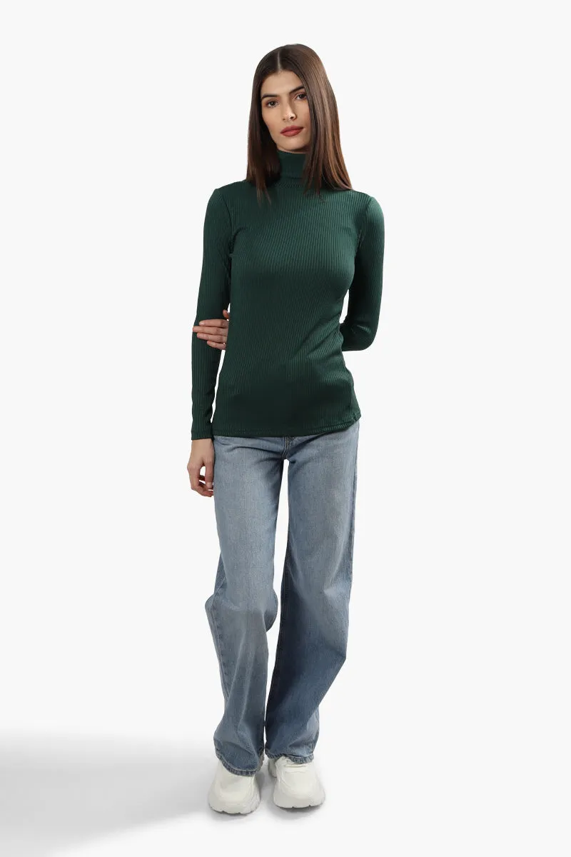 Magazine Ribbed Turtleneck Long Sleeve Top - Green sold by Fairweather product image thumbnail 2