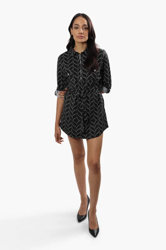 Beechers Brook Patterned Flap Pocket Day Dress - Black sold by Fairweather