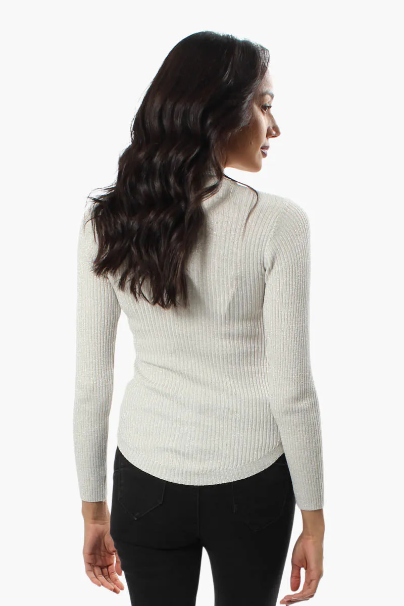 Limite Ribbed Mock Neck Pullover Sweater - White sold by Fairweather product image thumbnail 3