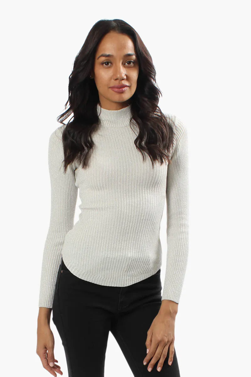 Limite Ribbed Mock Neck Pullover Sweater - White sold by Fairweather