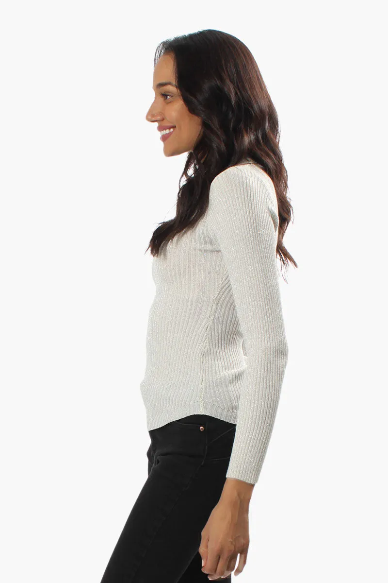 Limite Ribbed Mock Neck Pullover Sweater - White sold by Fairweather product image thumbnail 2