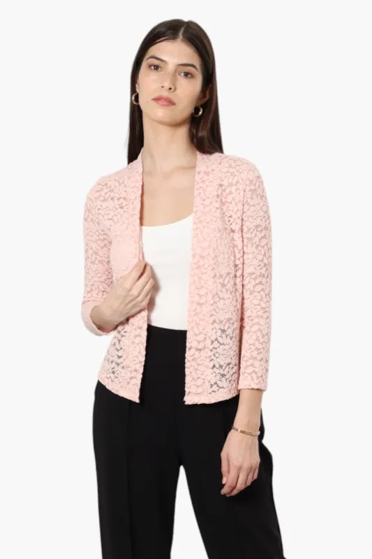 Limite 3/4 Sleeve Lace Wrap Cardigan - Pink sold by Fairweather