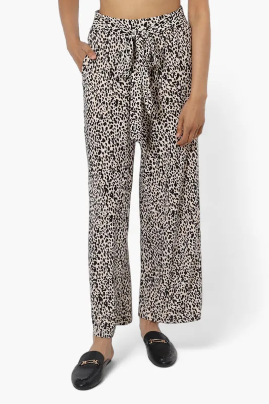 Beechers Belted Brook Leopard Print Palazo Pants - Beige sold by Fairweather