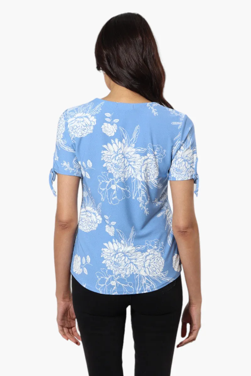 Majora Floral Front Tie Short Sleeve Shirt - Blue sold by Fairweather product image thumbnail 4