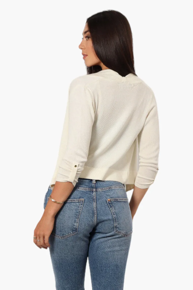 Impress Roll Up Sleeve Open Shrug Cardigan - White sold by Fairweather product image thumbnail 4